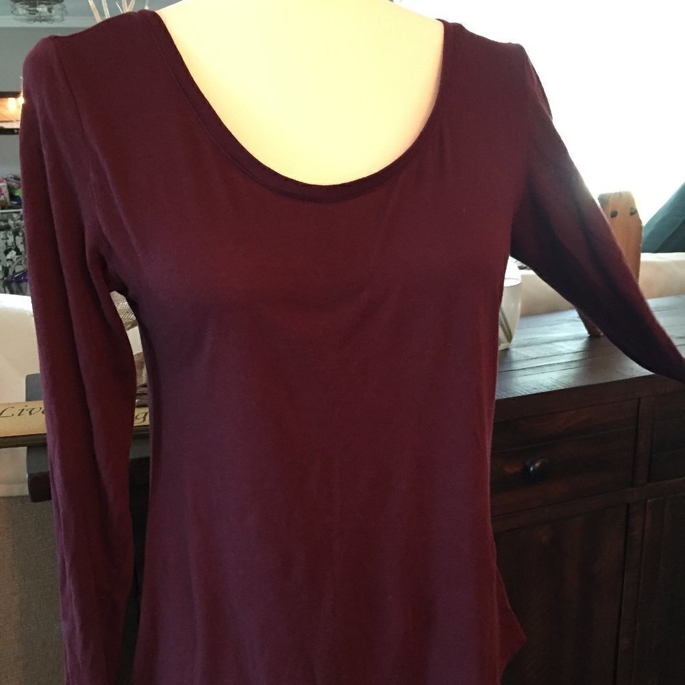Abound Long Sleeve Maroon Tee T-shirt Top XXS